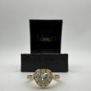 Anello fancy green a cuore