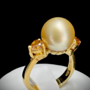 Anello perla gold e diamanti fancy