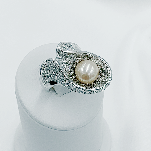 Anello wave perla