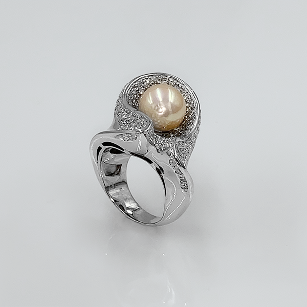 Anello wave perla - immagine 2