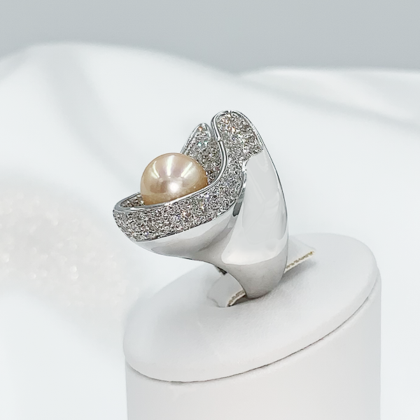Anello wave perla - immagine 4