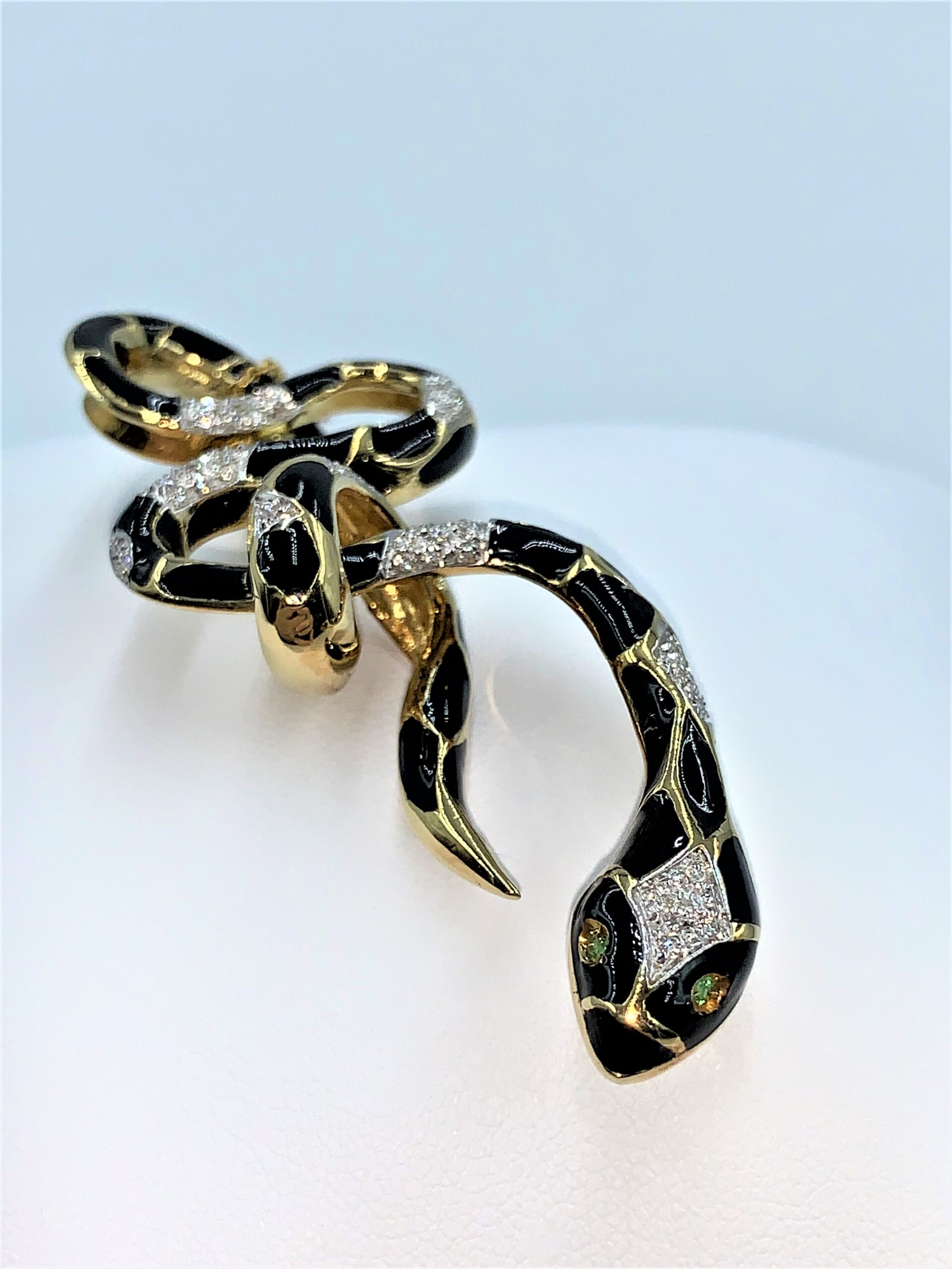 Ciondolo Snake smalto nero su oro giallo - immagine 6