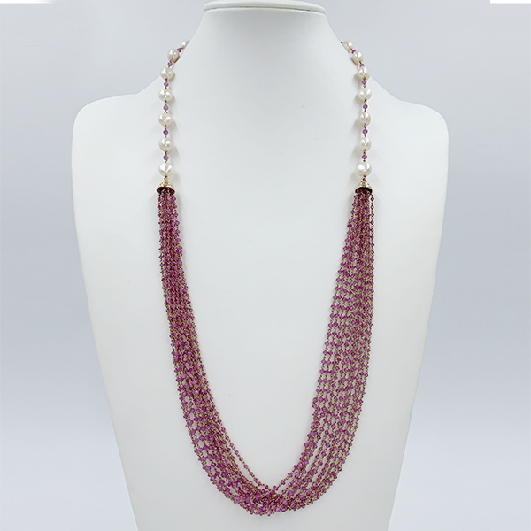 Collana zaffiri rosa